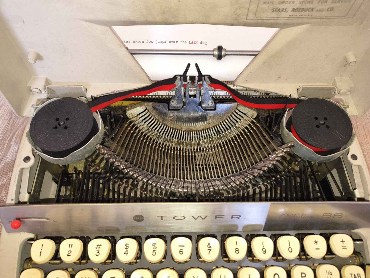 Tower Constellation Portable Typewriter Vintage 1950s Manual - Working w Case