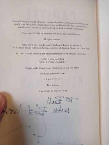 Capital Crimes by Jonathan Kellerman and Faye Kellerman Signed 1st Edition