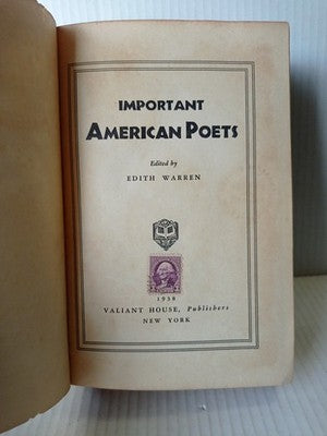 Important American Poets edited by Edith Warren 1938 vintage