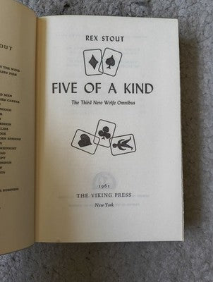 Five of a Kind by Rex Stout 1950 BCE Viking Vintage