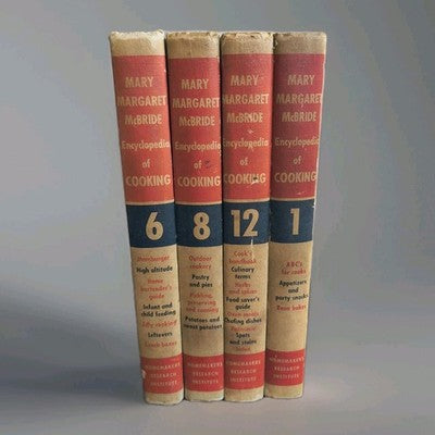 Mary Margaret McBride Encyclopedia of Cooking 4 books 1958 Decoration Vintage