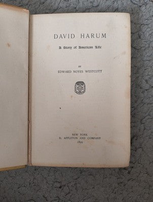 David Harum by Edward Noyes Westcott 1898 Antique Vintage