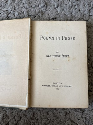 Poems in Prose By Ivan Tourguéneff - 1st Edition 1883 antique