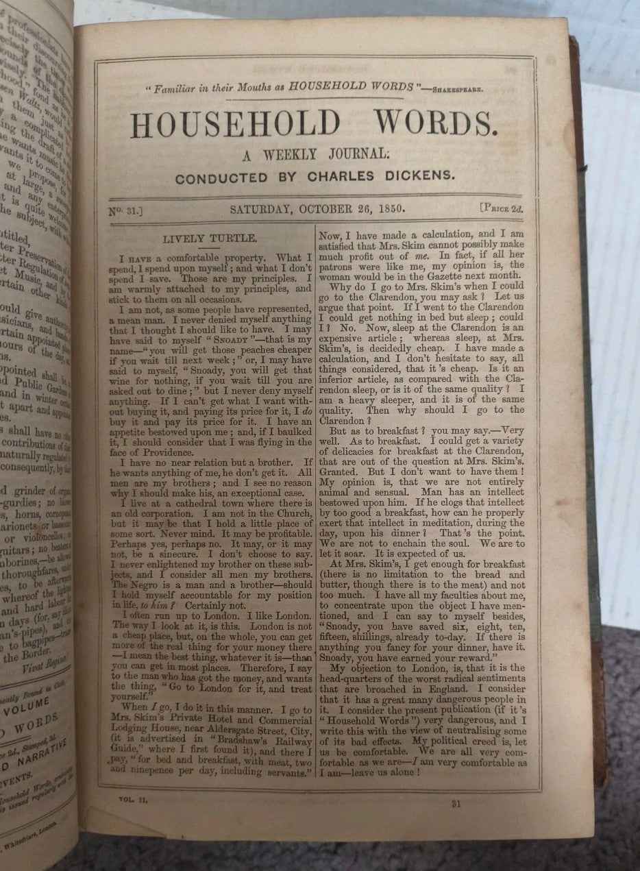 Antique Household Words Charles Dickens Volume 1, 2 & 3  (1850-1851)