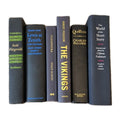 Lot of 6 Thick Black Cover Hardcover Books for Classic Libraries Decor