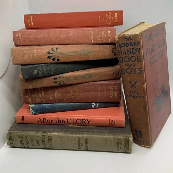 Lot of 9 Vintage Old Antique Hardcover Books - random colors