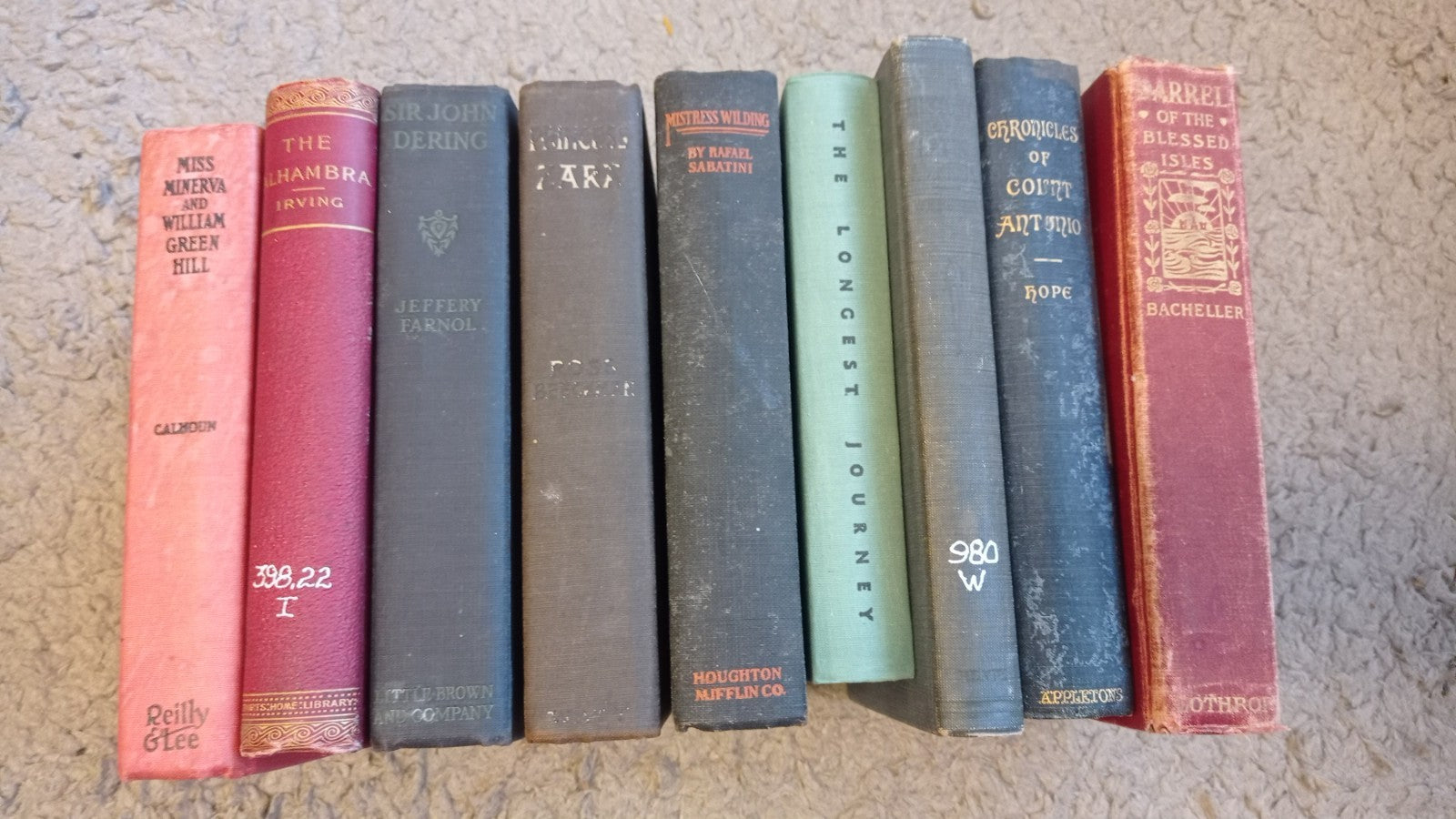 Lot of 5 Antique 100+ years old Decorative Hardcover Books library staging decor