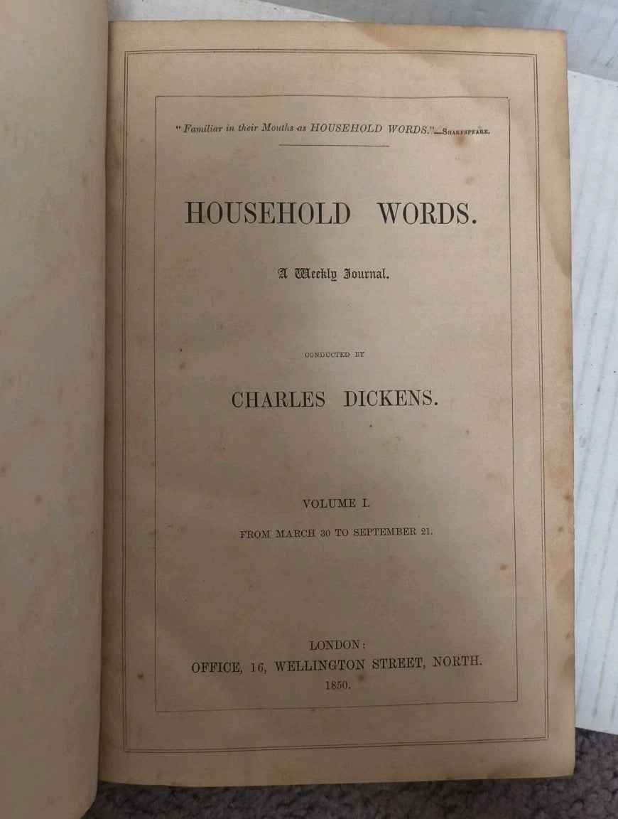 Antique Household Words Charles Dickens Volume 1, 2 & 3  (1850-1851)