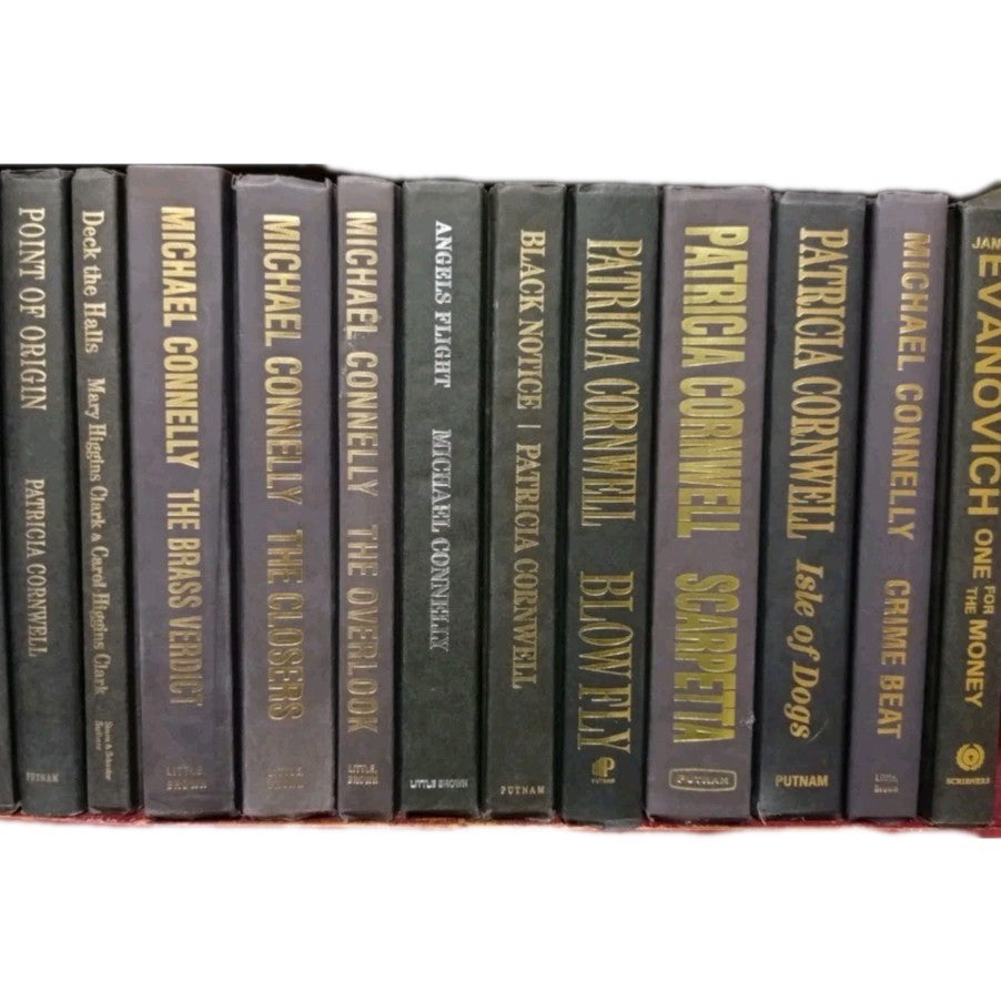 Lot of 6 Thick Black Cover Hardcover Books for Classic Libraries Decor